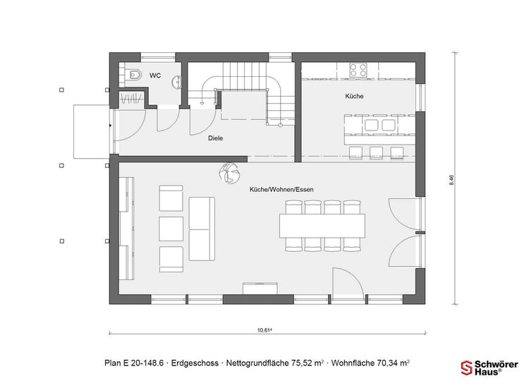 Grundrisszeichnung für die Raumplanung im Eigenheim