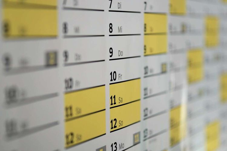 Kalender für die Vorbereitung des Bauablaufplans