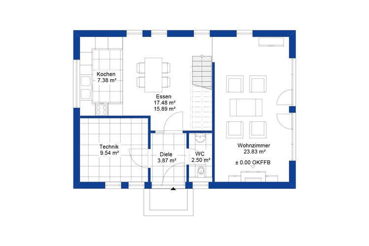 NORDHAUS | Grundriss Erdgeschoss Einfamilienhaus EFH K-125 | Hausbau made im Bergischen