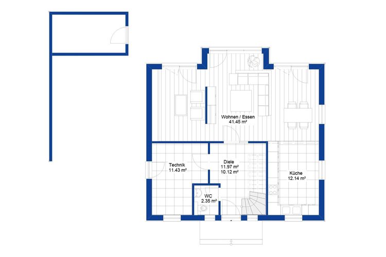NORDHAUS | Grundriss Erdgeschoss Einfamilienhaus EFH K-153 | Hausbau made im Bergischen