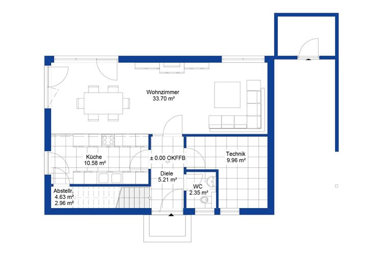 NORDHAUS | Grundriss Erdgeschoss Einfamilienhaus EFH S-129 | Hausbau made im Bergischen