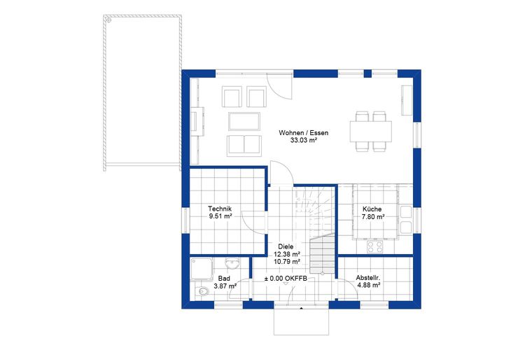 NORDHAUS | Grundriss Erdgeschoss Einfamilienhaus EFH S-138 | Hausbau made im Bergischen