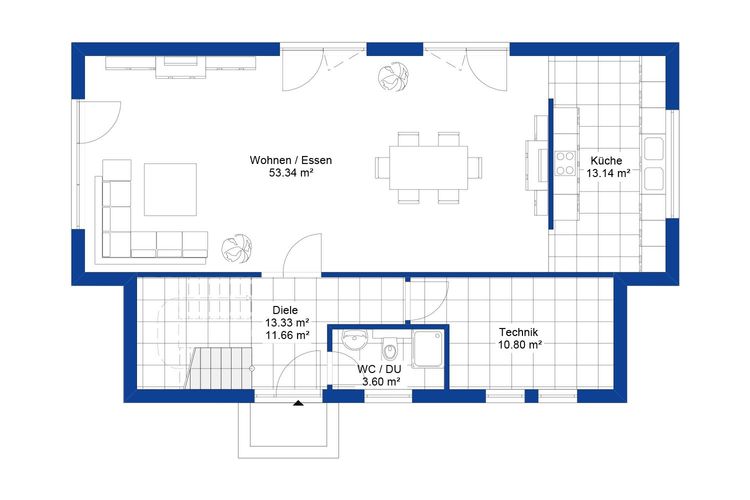 NORDHAUS | Grundriss Erdgeschoss Einfamilienhaus EFH S-180 | Hausbau made im Bergischen