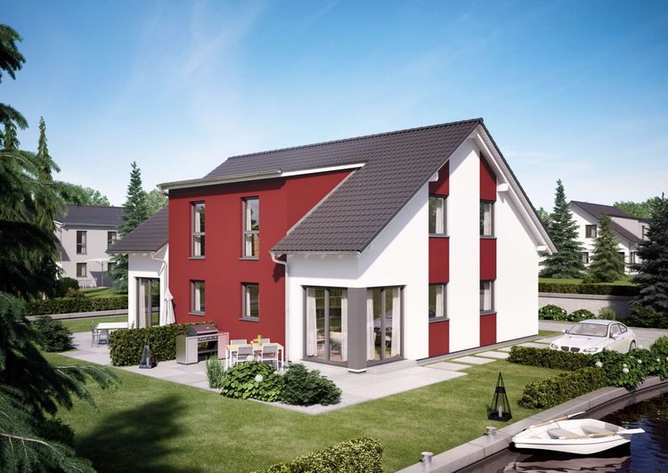 NORDHAUS - Modernes Doppelhaus mit farblichen Akzenten | Doppelhaus DH 118 | Hausbau made im Bergischen