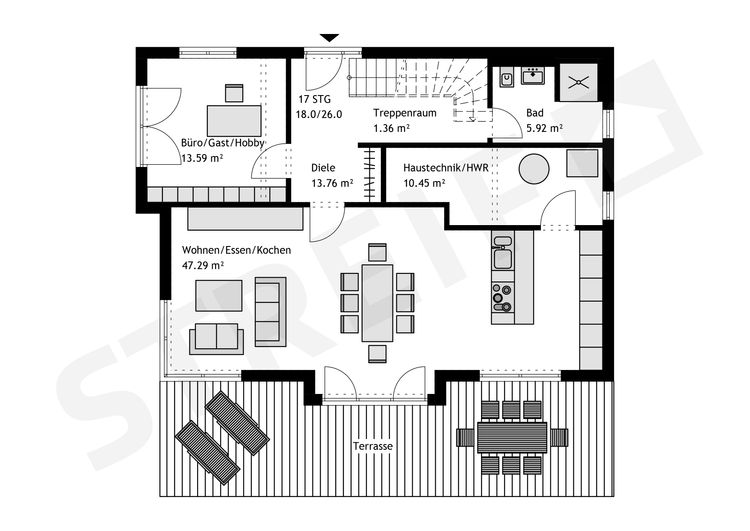 STREIF Musterhaus Poing Grundriss Erdgeschoss