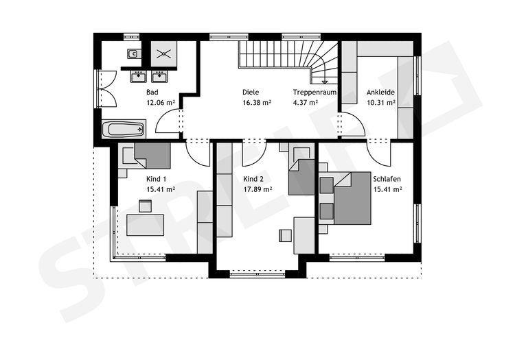 STREIF Musterhaus Poing Grundriss Obergeschoss