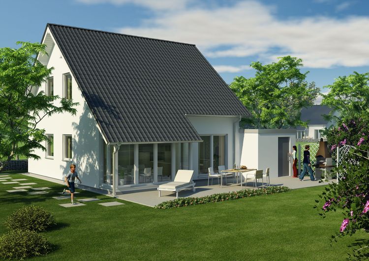 NORDHAUS - Klassisches Einfamilienhaus mit Satteldach und großen Fensterflächen | Einfamilienhaus EFH K-123 | Hausbau made im Bergischen
