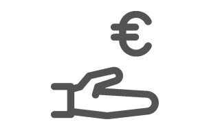Symbolgrafik mit einer ausgestreckten Hand und einem Euro-Symbol darüber
