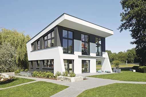 Modernes Pultdachhaus mit Fassadenakzenten
