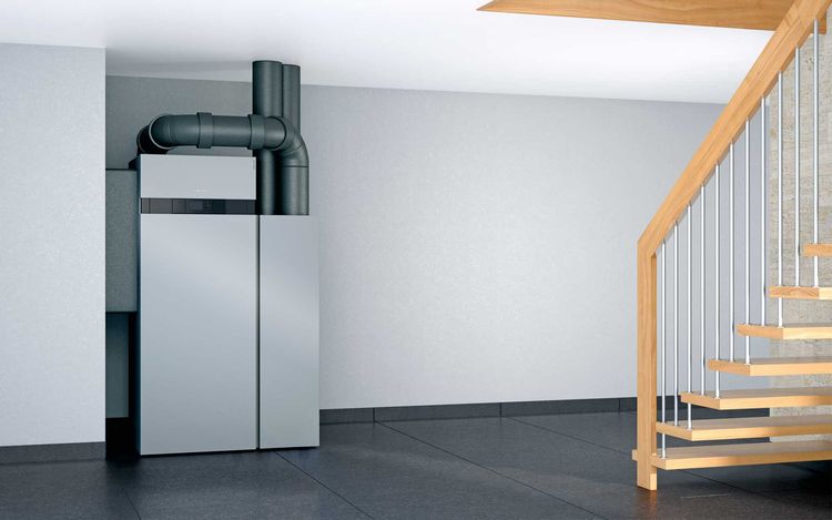 Luft/Wasser-Wärmepumpe Vitocal 200-A mit Wohnungslüftung Vitovent 300-F