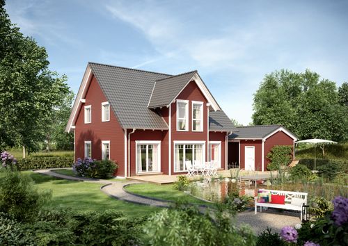 NORDHAUS - Klassisches Einfamilienhaus im Schwedenhausstil Gartenansicht | Einfamilienhaus EFH K-153 | Hausbau made im Bergischen