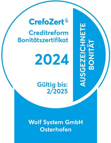 Das Kreditreform-Zertifikat der Firma Wolf System.